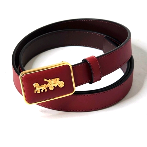 Coach Accessories - Coach Women's Grace Plaque Buckle Belt-Black, 25 Mm Size L
